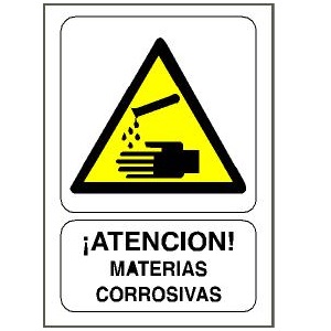 Señal adhesiva de 110x70mm - Atención materias corrosivas (50 unidades) - Referencia 4066040